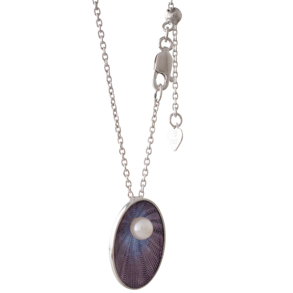 Plum Enamel & Akoya Pendant