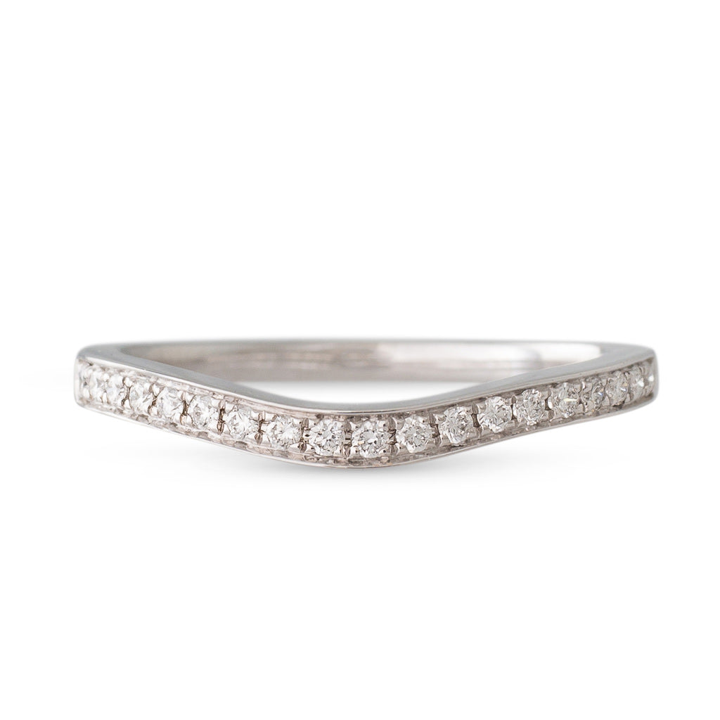 Soft Curved White Gold Diamond Band