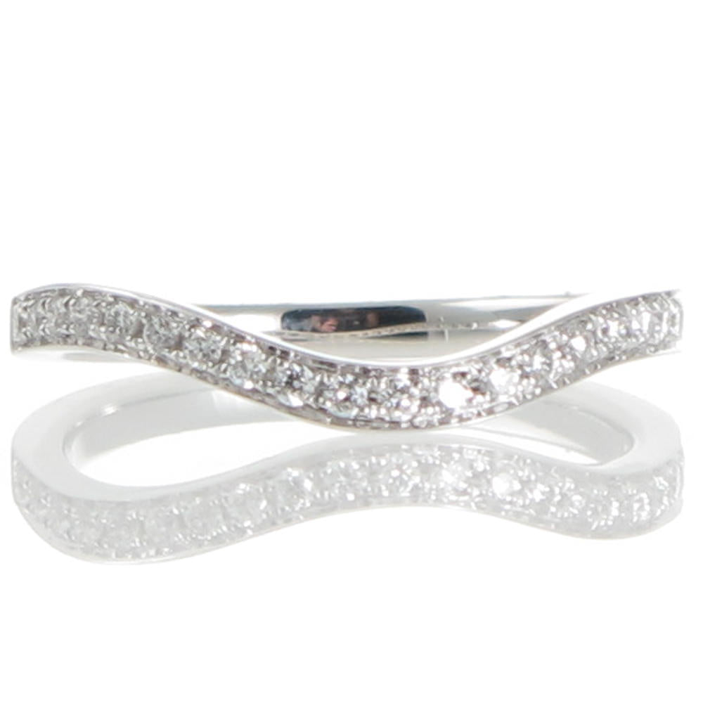 Curved White Gold Diamond Band