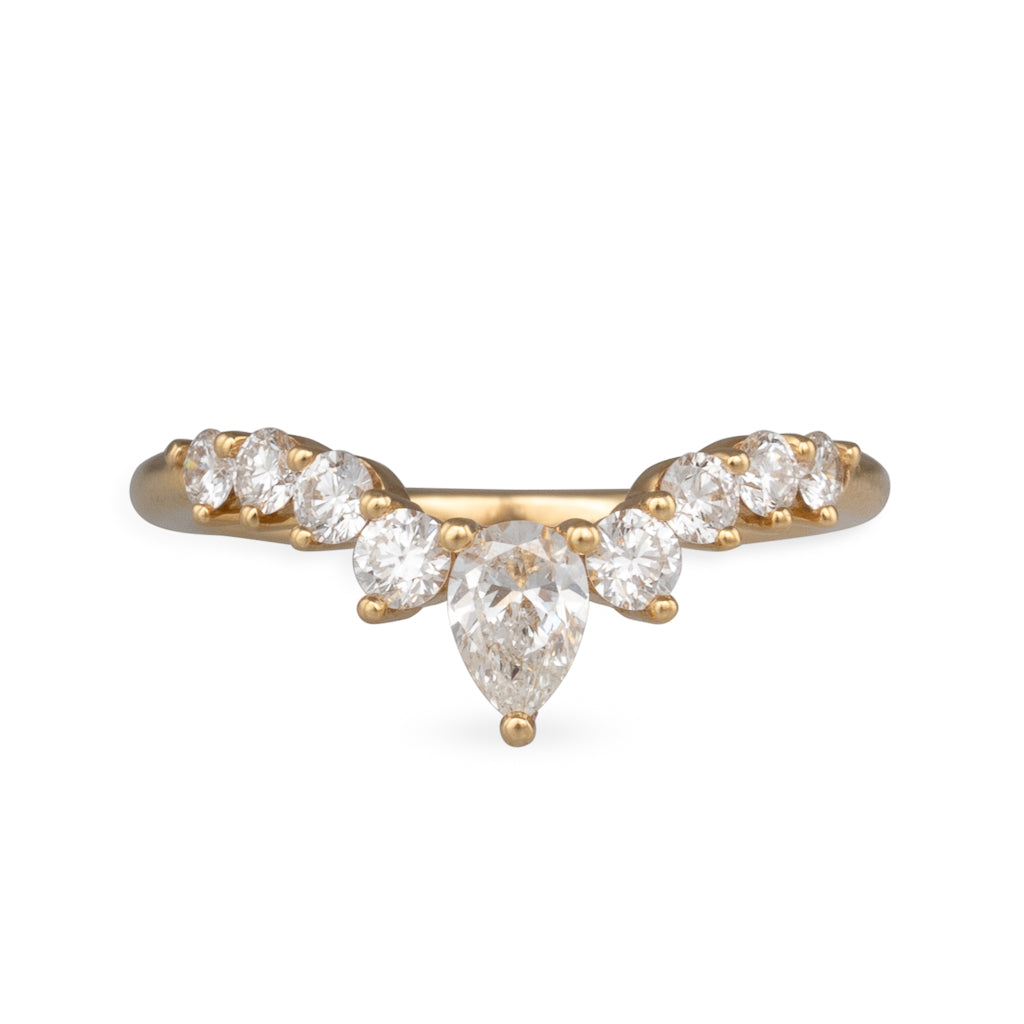 V-Shaped Diamond Band with Pear Cut