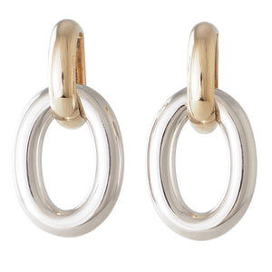 Two Tone Oval Link Earrings