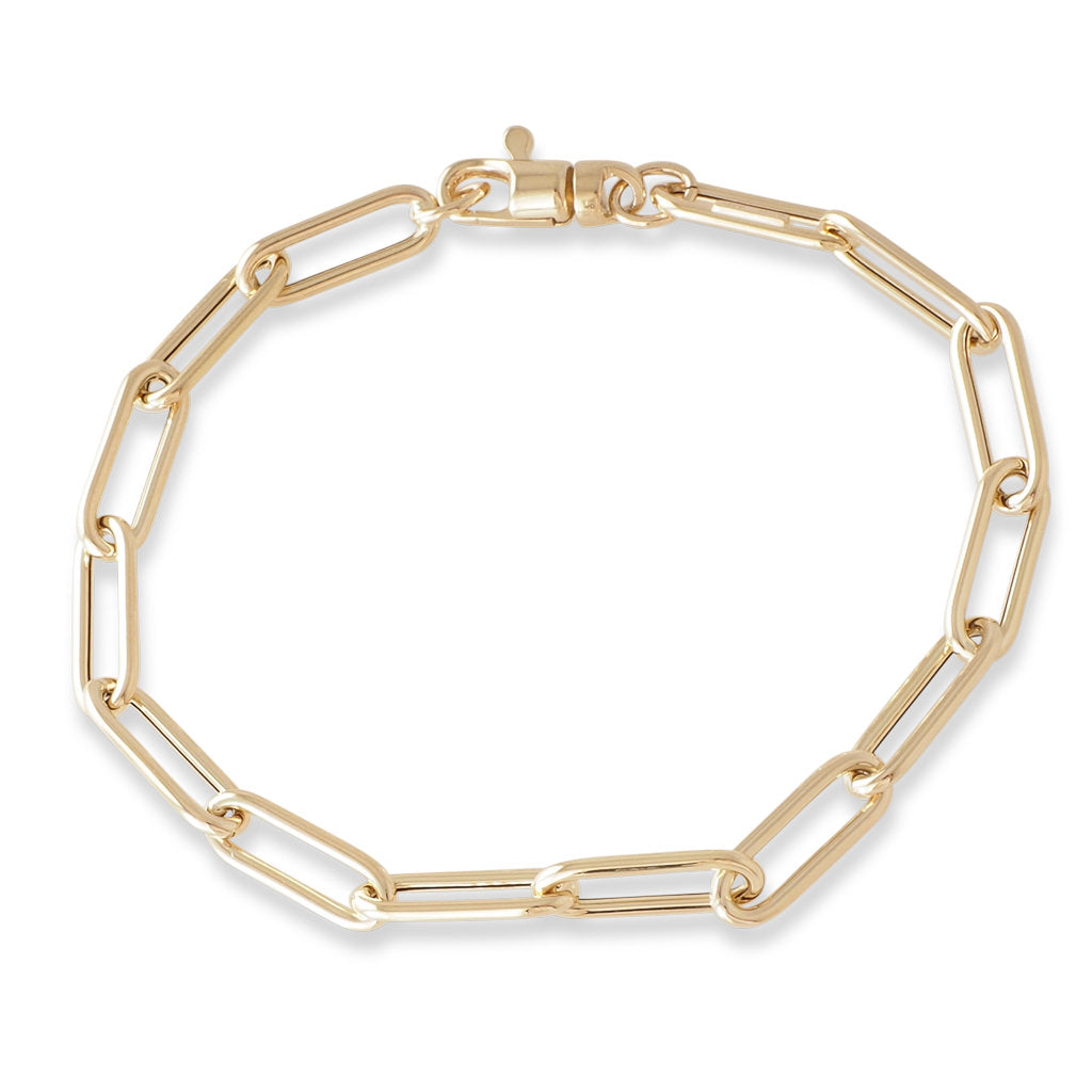 Yellow Gold Paperclip Link Bracelet