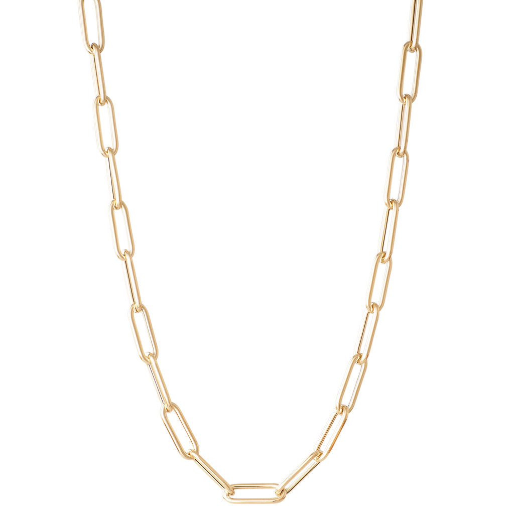 Yellow Gold Paperclip Link Necklace