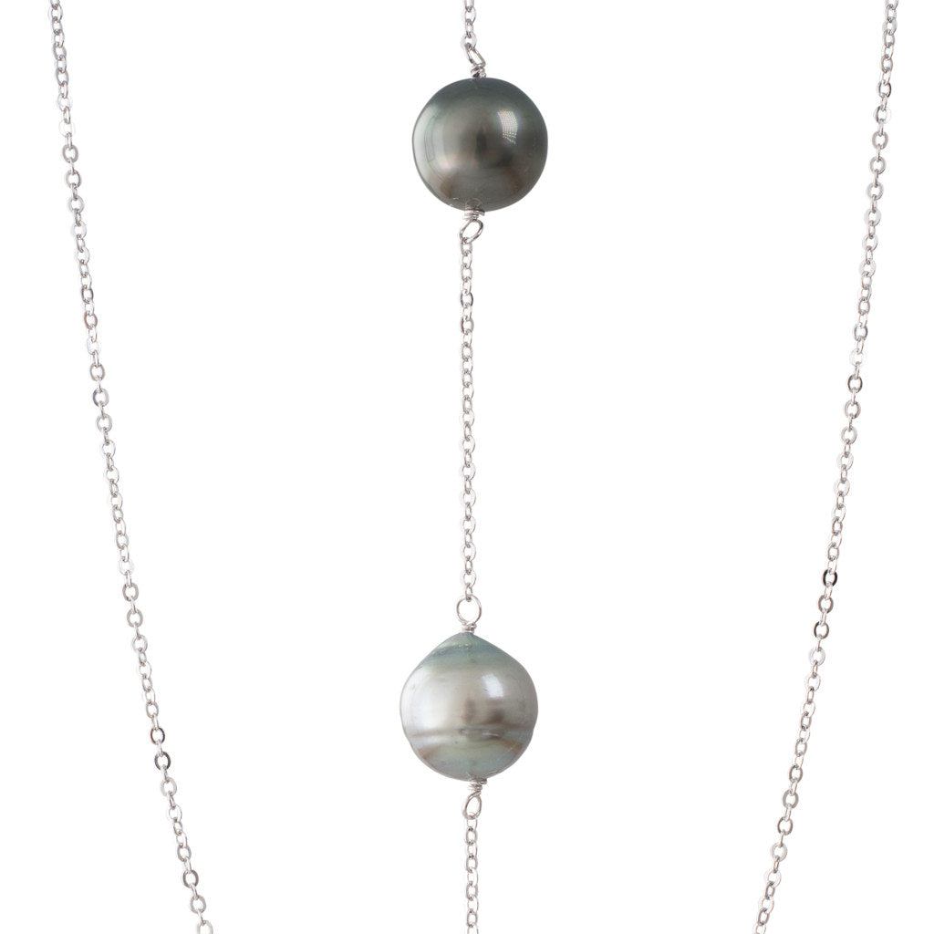 Triple Tahitian Pearl Silver Lariat