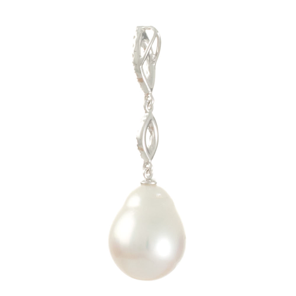 Baroque South Sea & Diamond Pendant