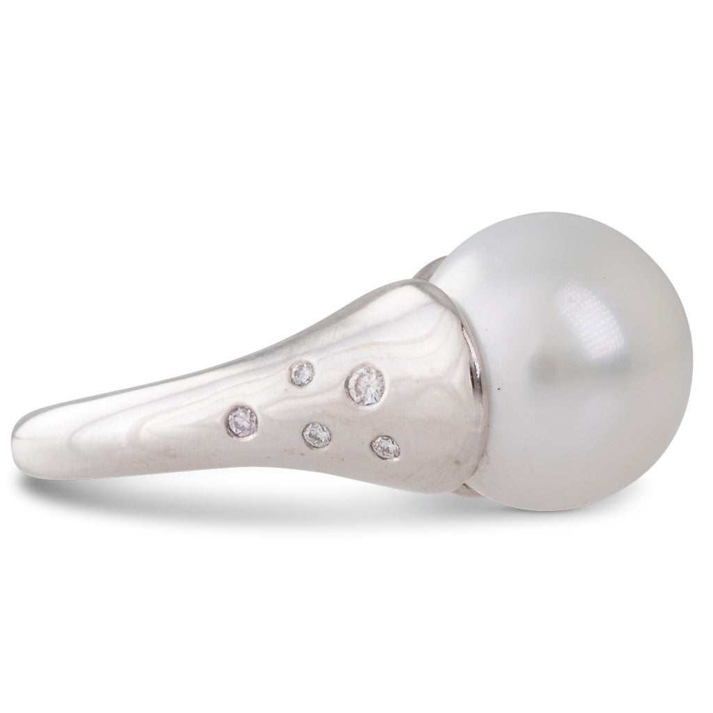 Pink & White Diamond Pearl Ring