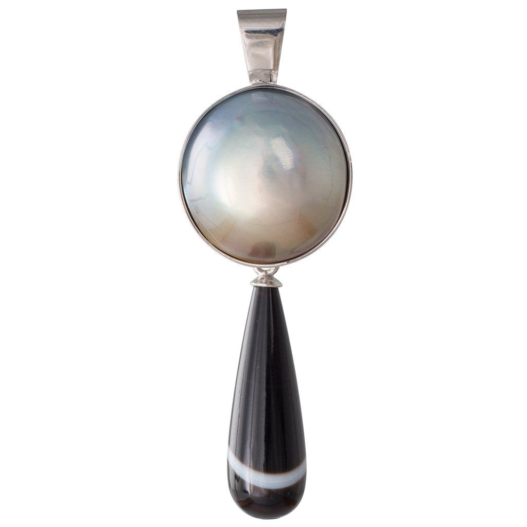 Tahitian Mabe and Agate Pendant