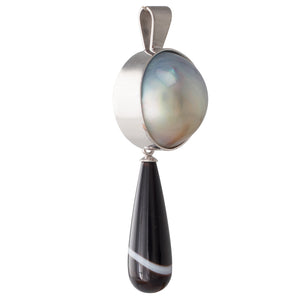 Tahitian Mabe and Agate Pendant