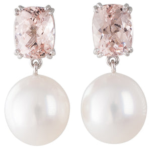 Morganite & South Sea Earrings