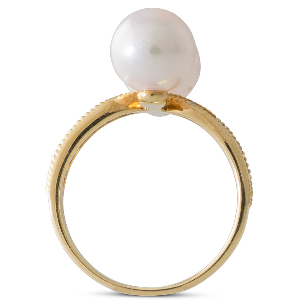 Akoya Pearl & Diamond Ring