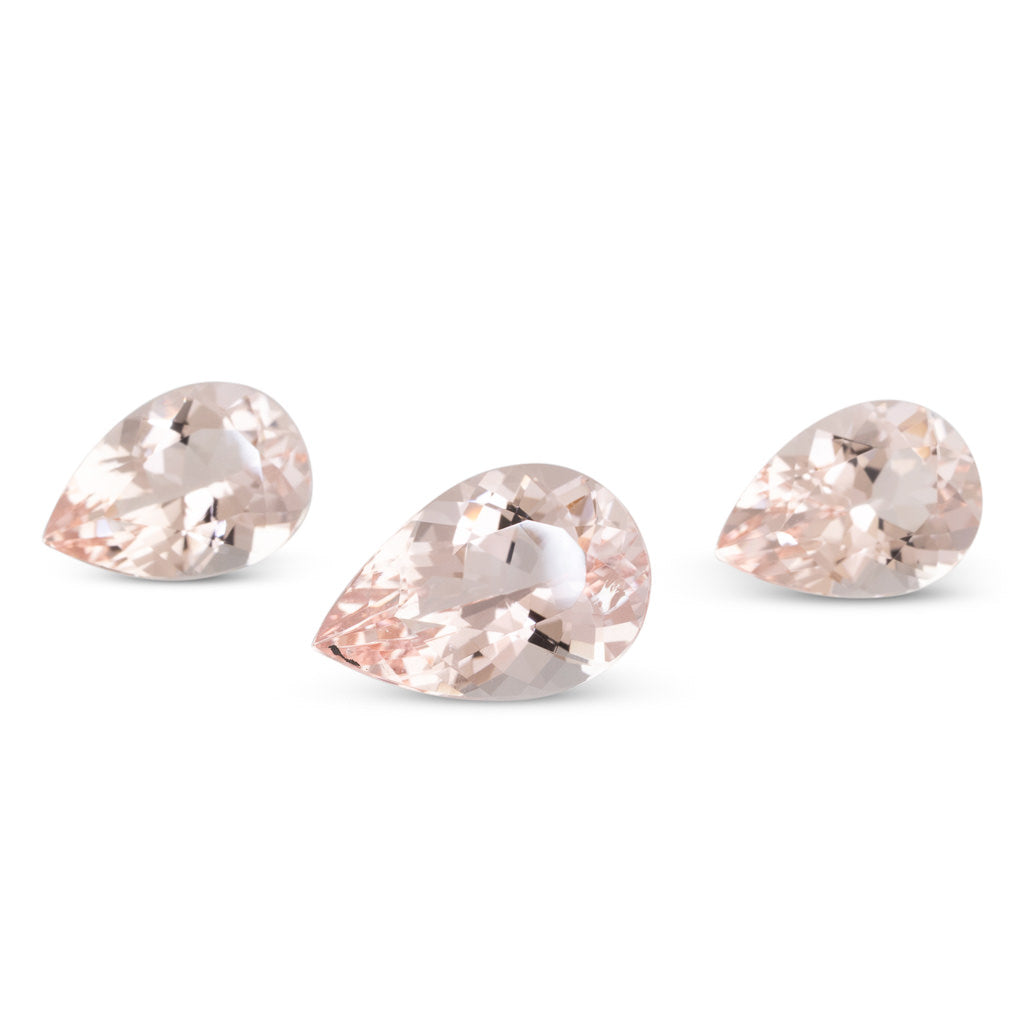 A Set of 3 Pear Cut Morganites