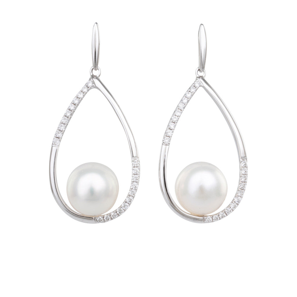 Akoya Pearl & Diamond Drop Earrings