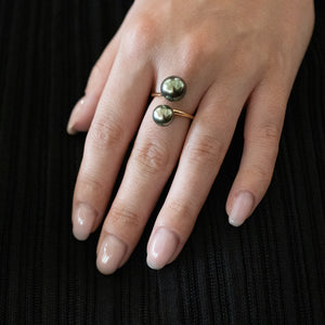 A Double Tahitian Pearl Ring
