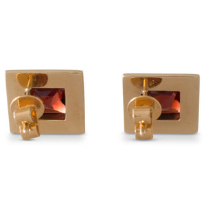 Yellow Gold Garnet Bezel Studs