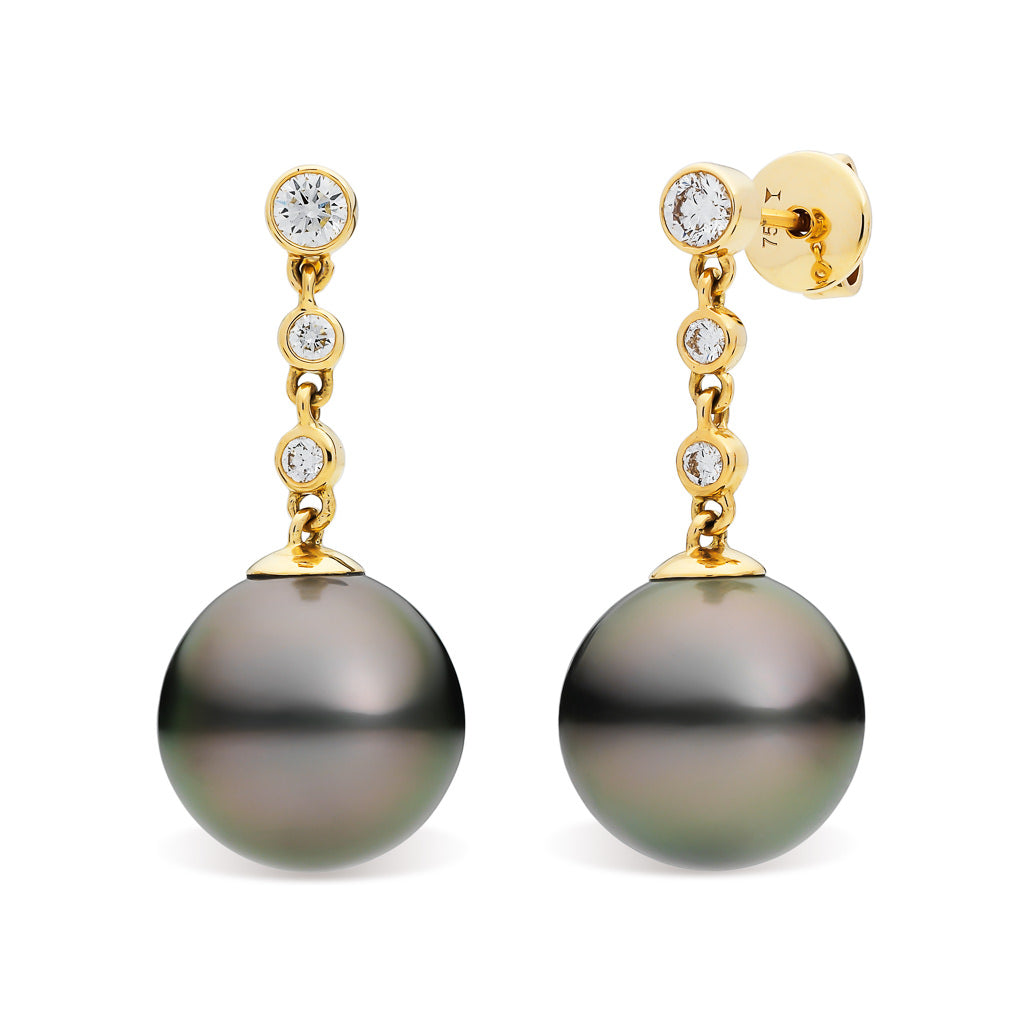 Tahitian Pearl & Diamond Earrings