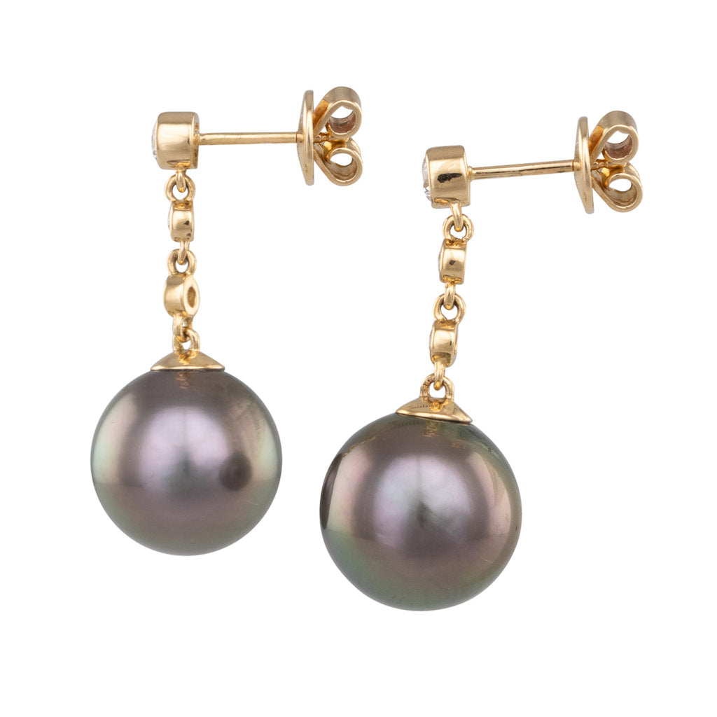 Tahitian Pearl & Diamond Earrings