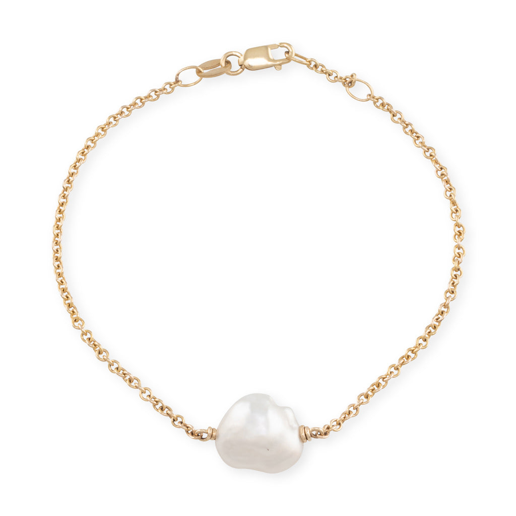 Single Keshi Pearl Chain Bracelet