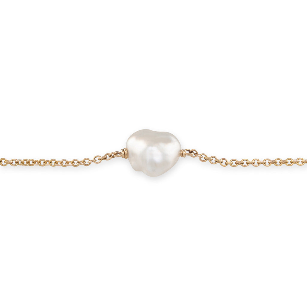 Single Keshi Pearl Chain Bracelet