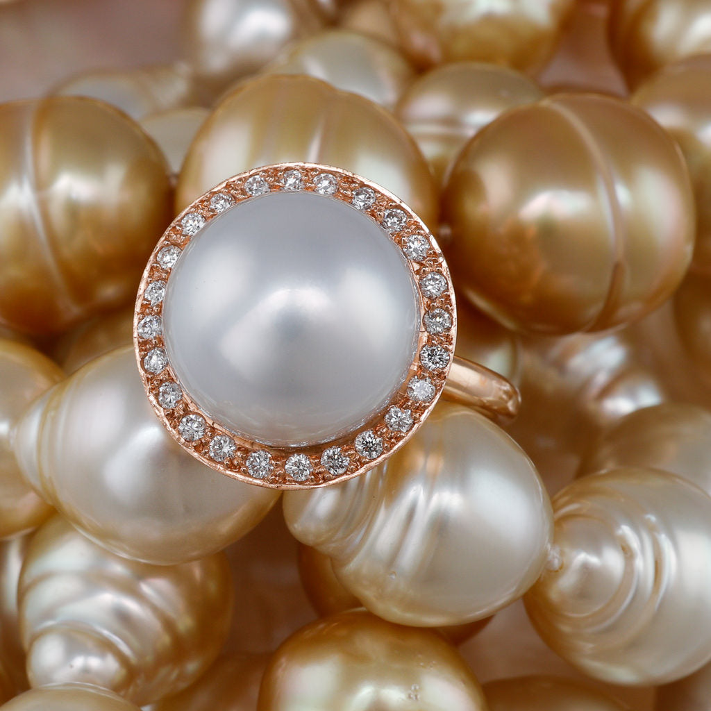 South Sea Pearl and Diamond Ring