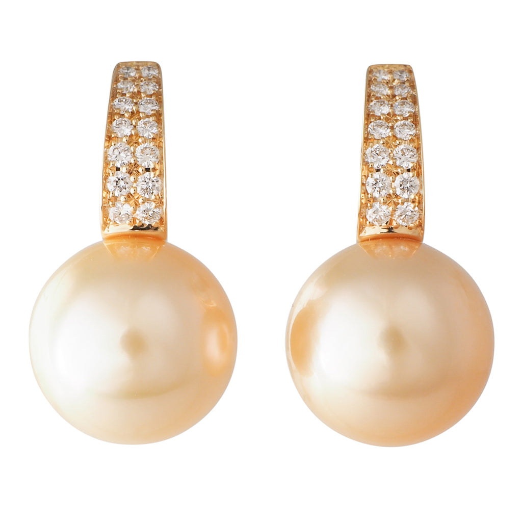 Gold South Sea & Diamond Earrings