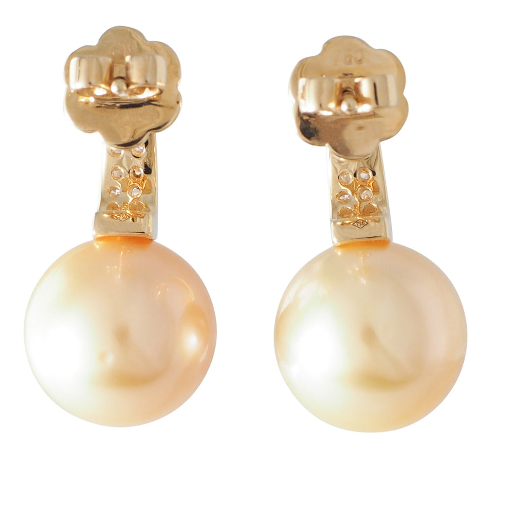 Gold South Sea & Diamond Earrings