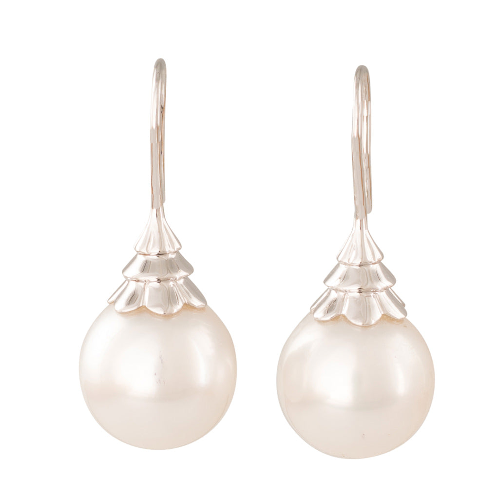 White Pearl Tiered Hook Earrings