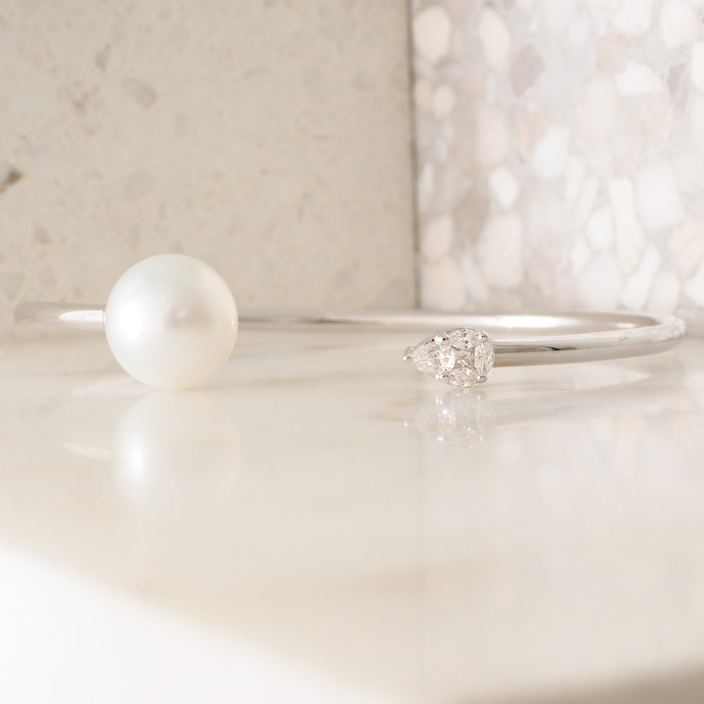 South Sea Pearl & Diamond Bangle