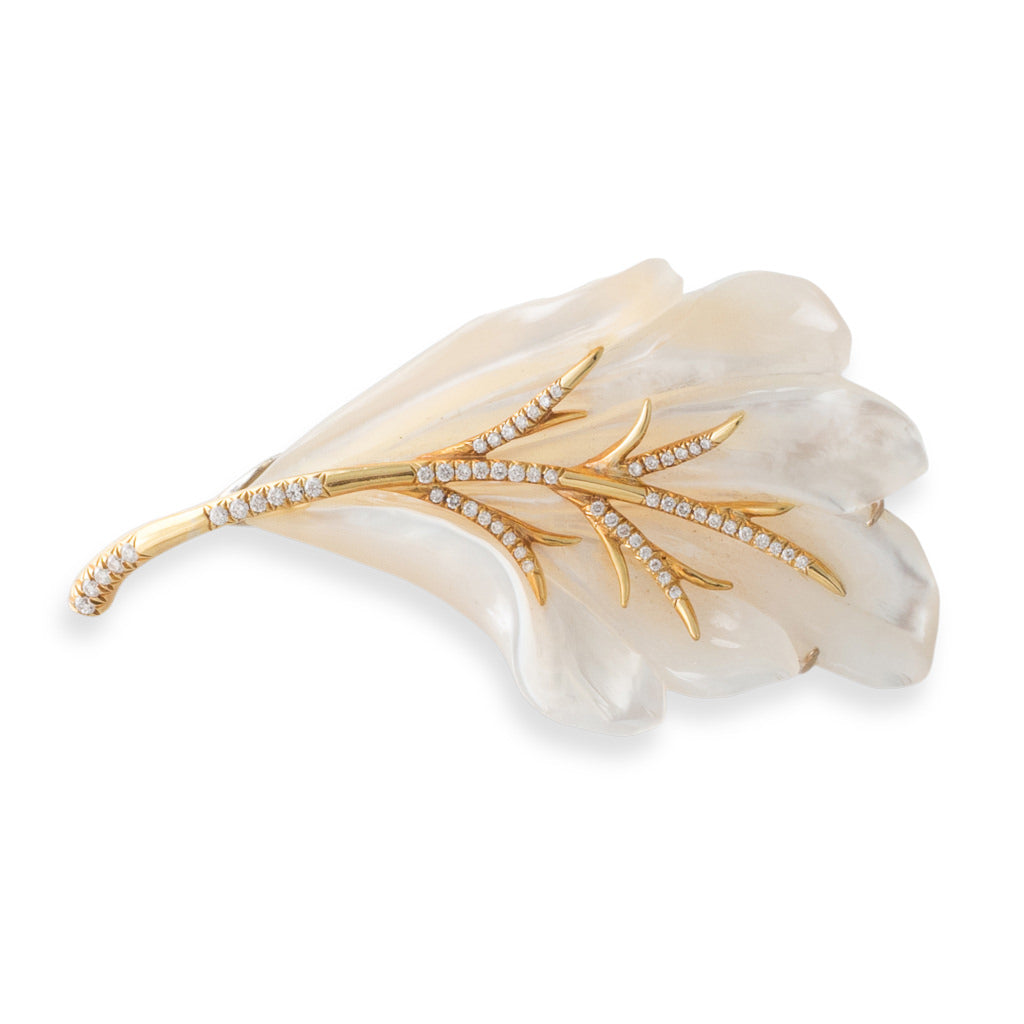 Leaf Brooch with Diamonds