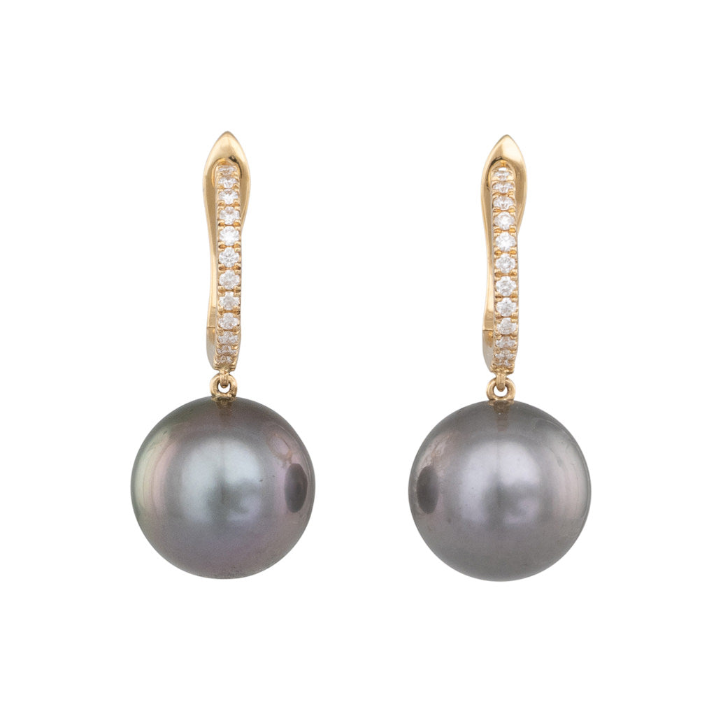 Tahitian Pearl & Diamond Earrings