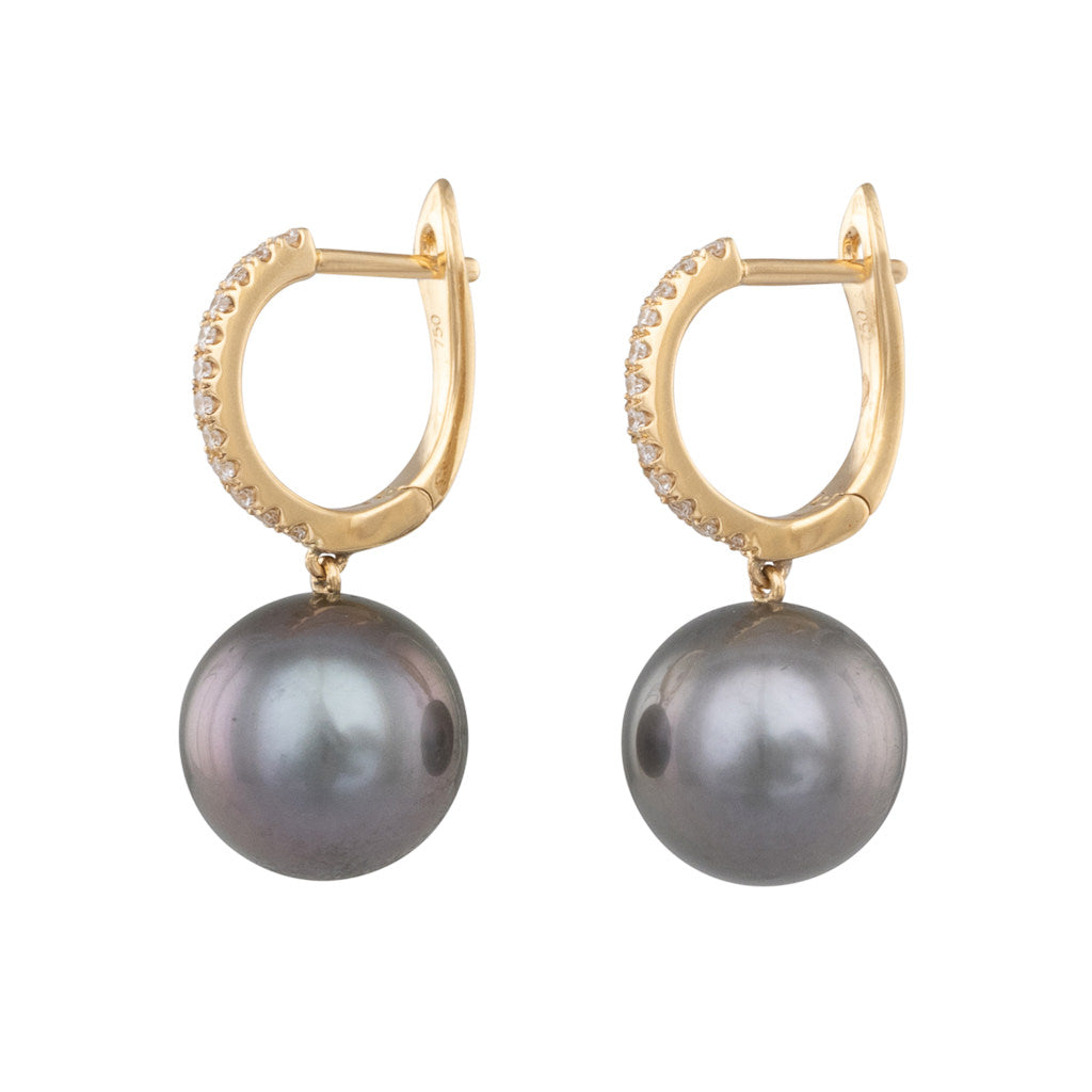 Tahitian Pearl & Diamond Earrings