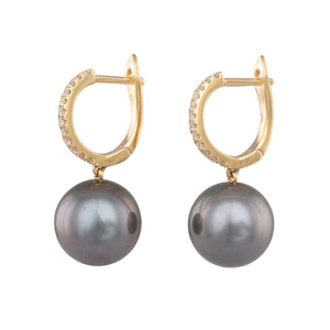 Tahitian Pearl & Diamond Earrings