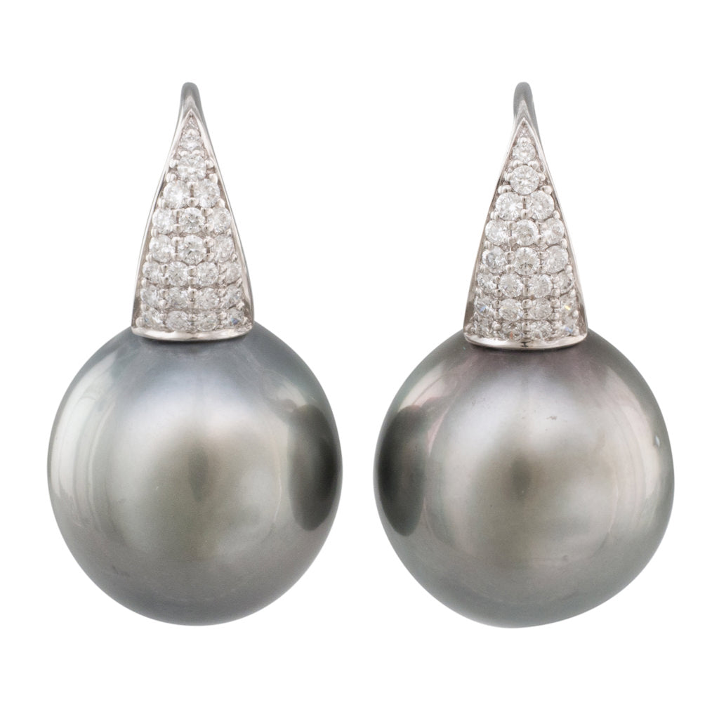 Tahitian Pearl & Diamond Hooks