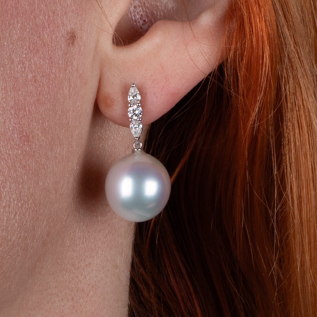 South Sea Pearl & Diamond Earrings