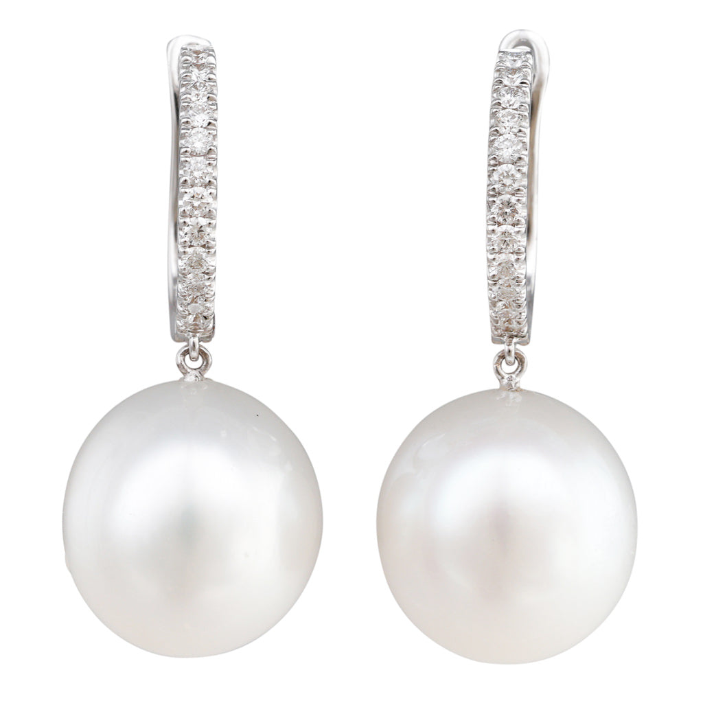 South Sea Pearl & Diamond Huggies