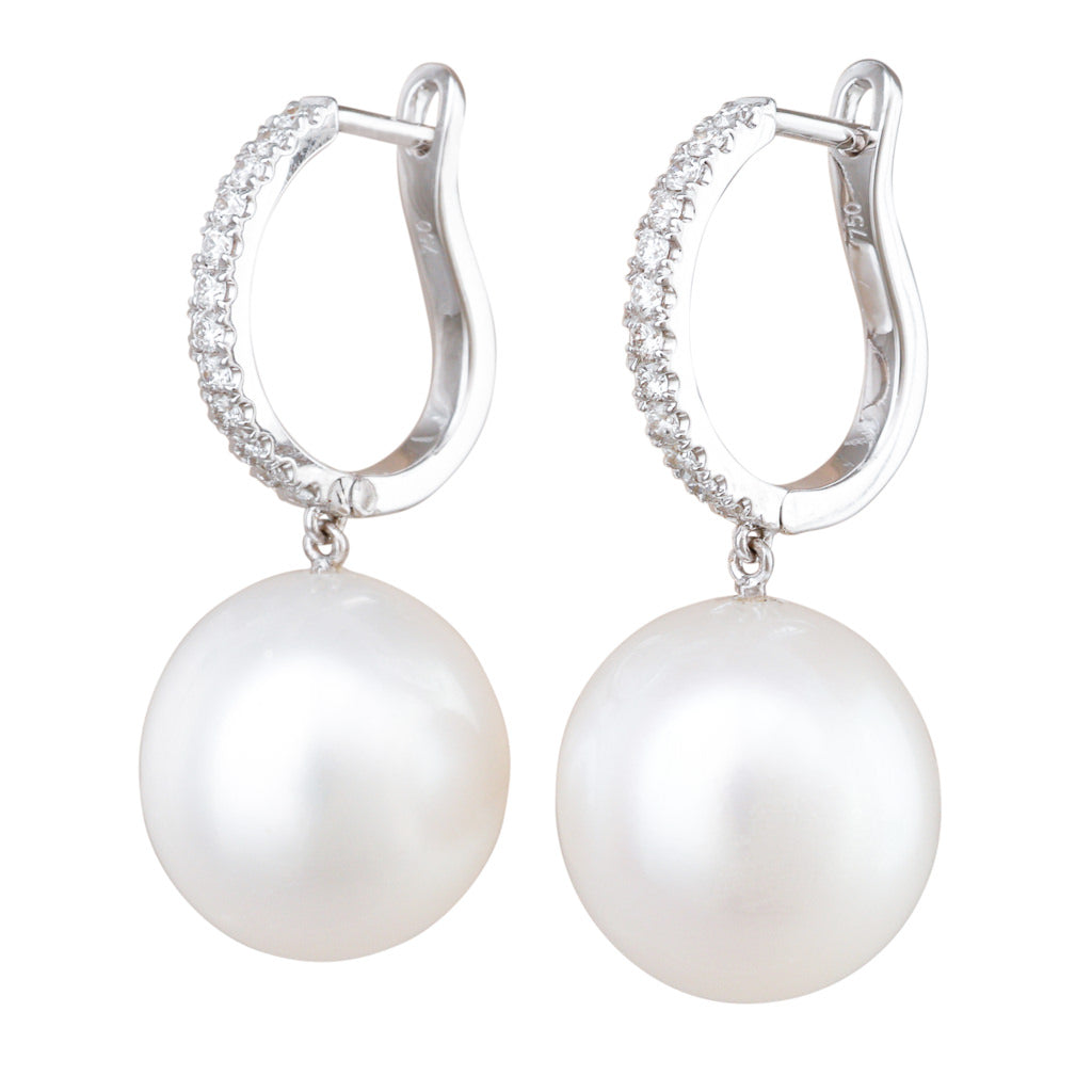 South Sea Pearl & Diamond Huggies