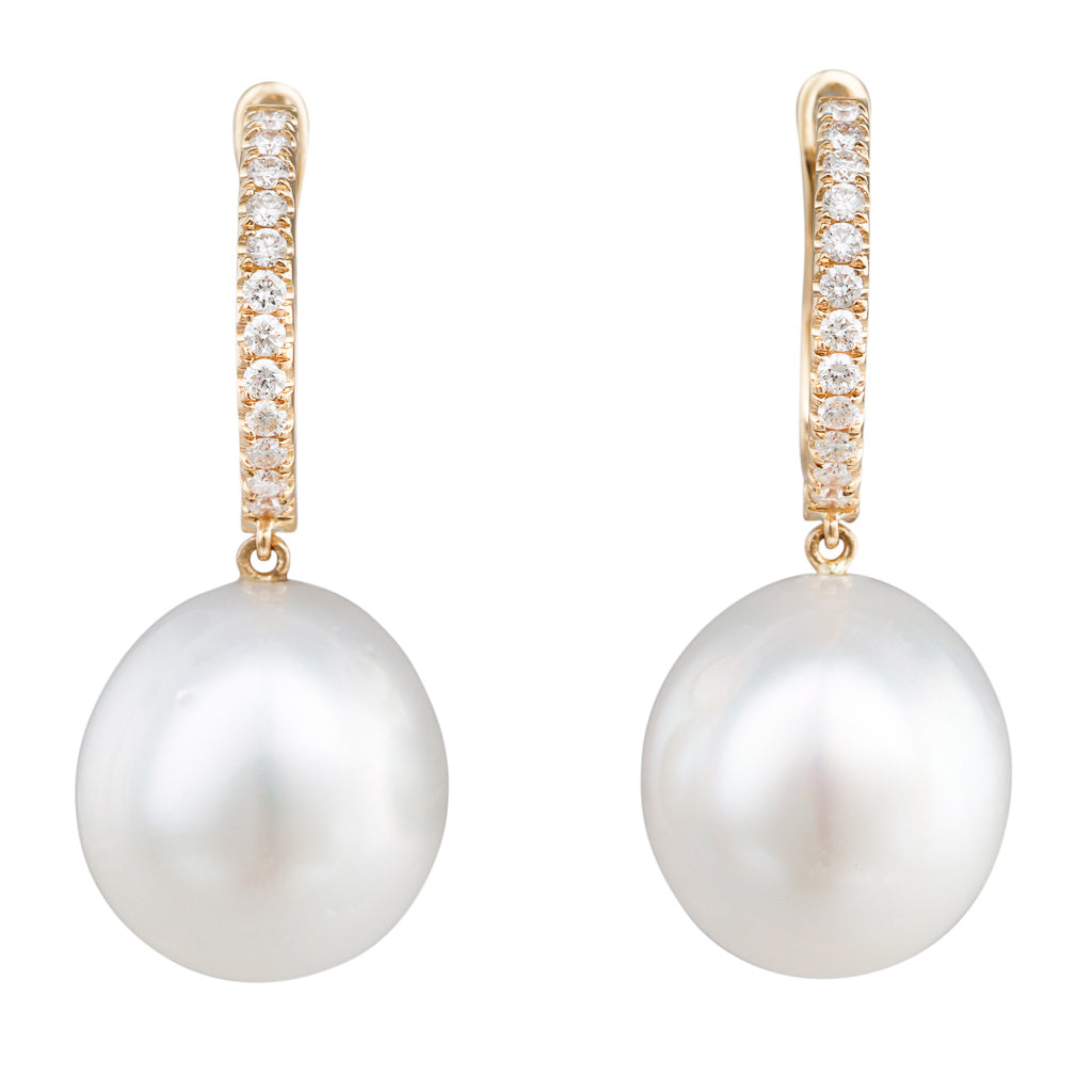 South Sea Pearl & Diamond Huggies