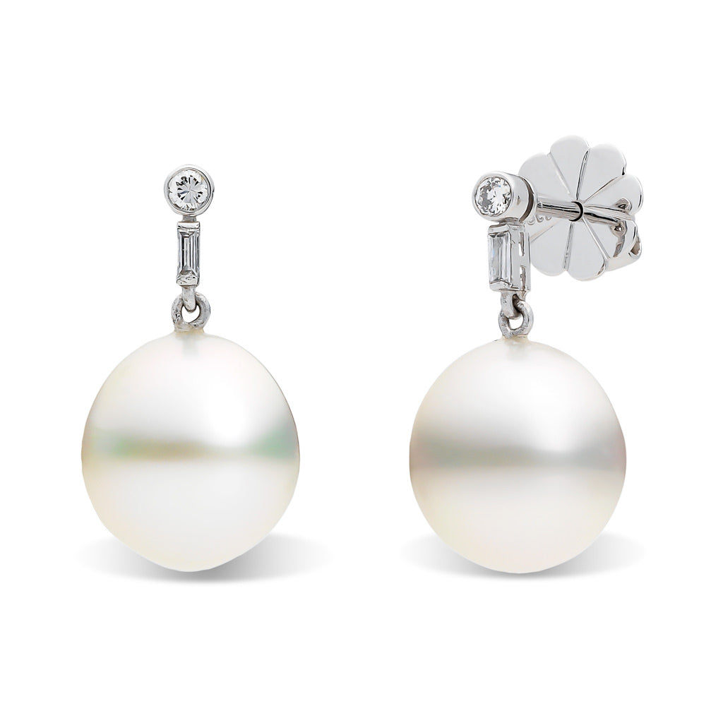 South Sea Pearl & Diamond Earrings