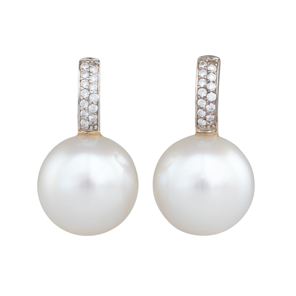 South Sea Pearl & Diamond Earrings