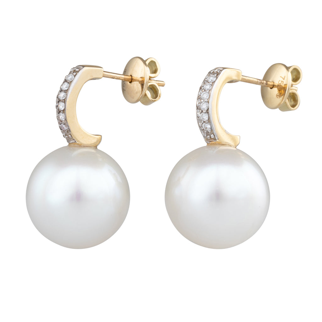 South Sea Pearl & Diamond Earrings