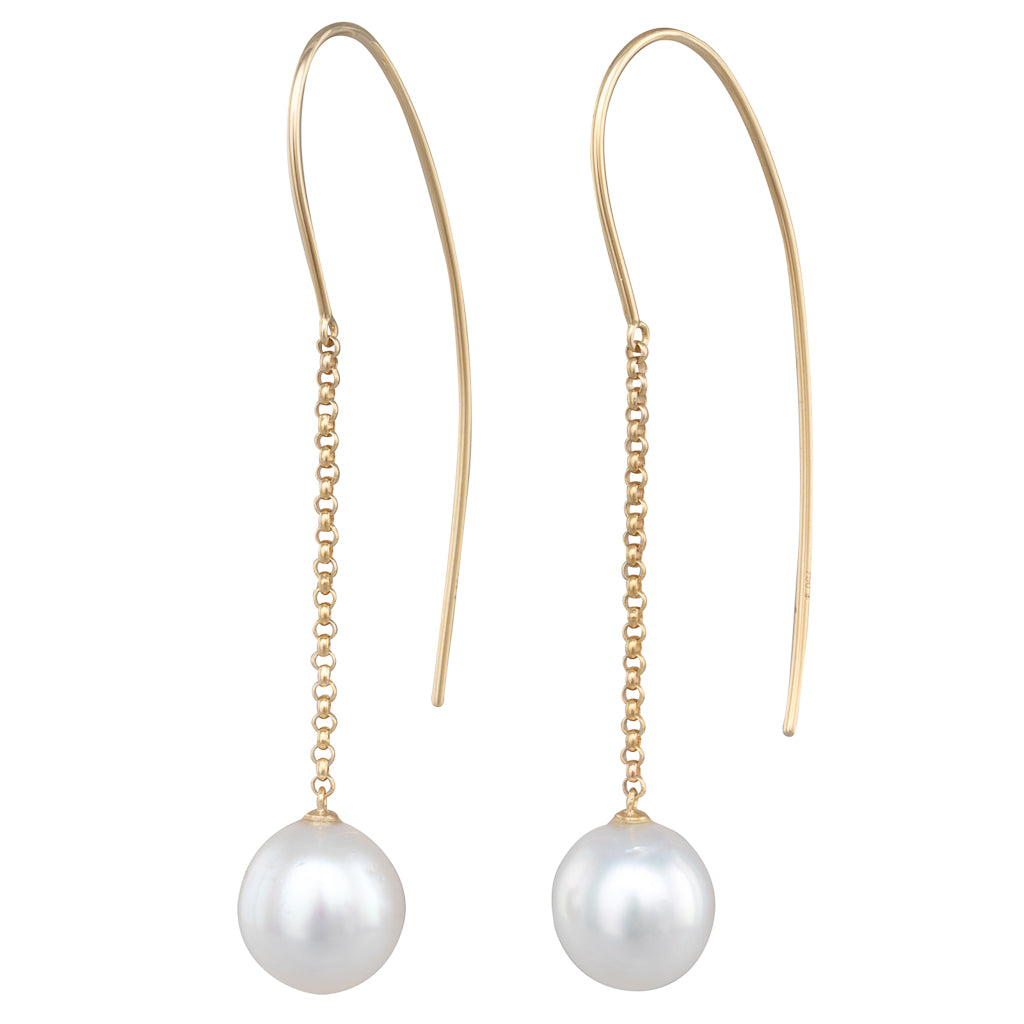 South Sea Pearl Long Chain Earrings