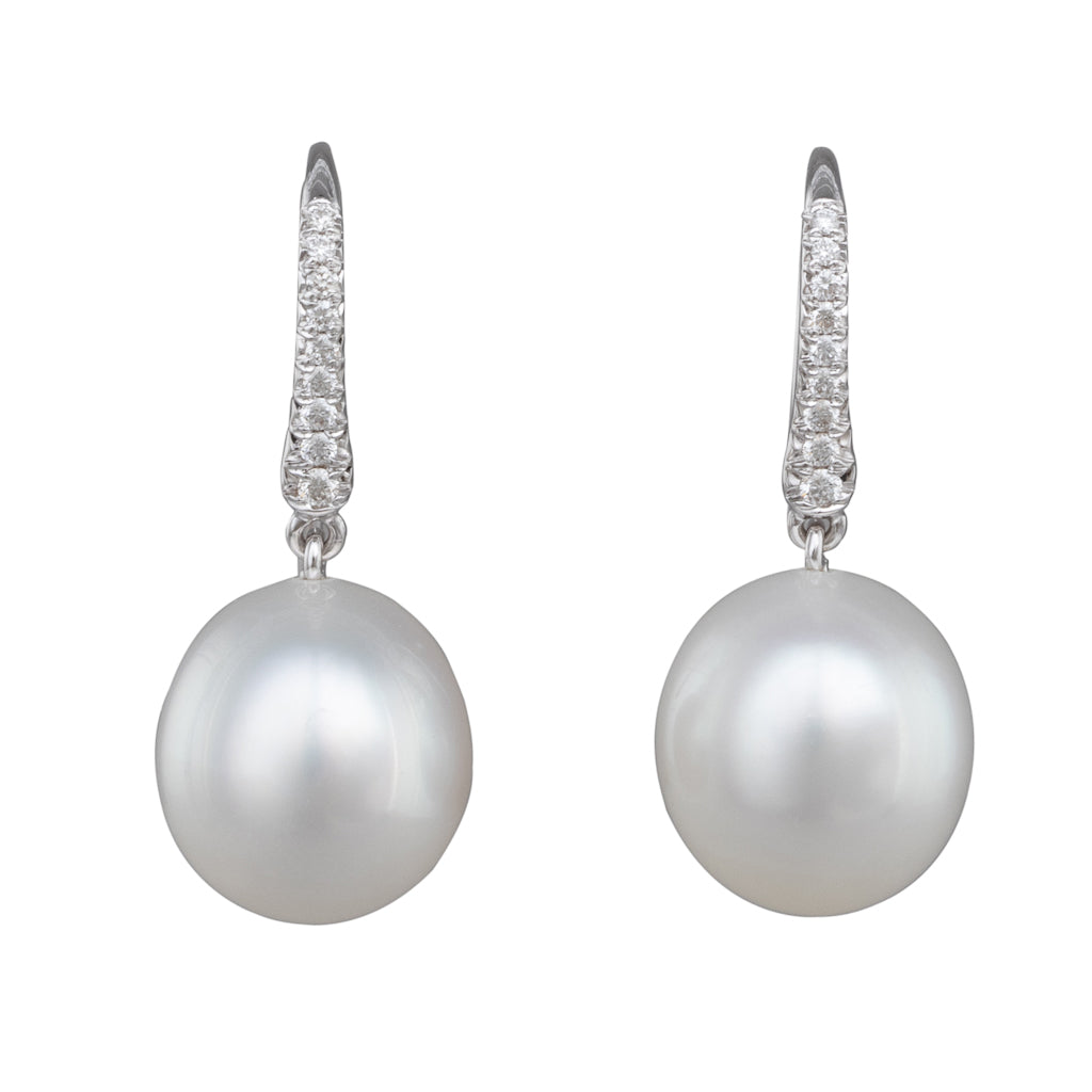 South Sea Pearl & Diamond Hooks