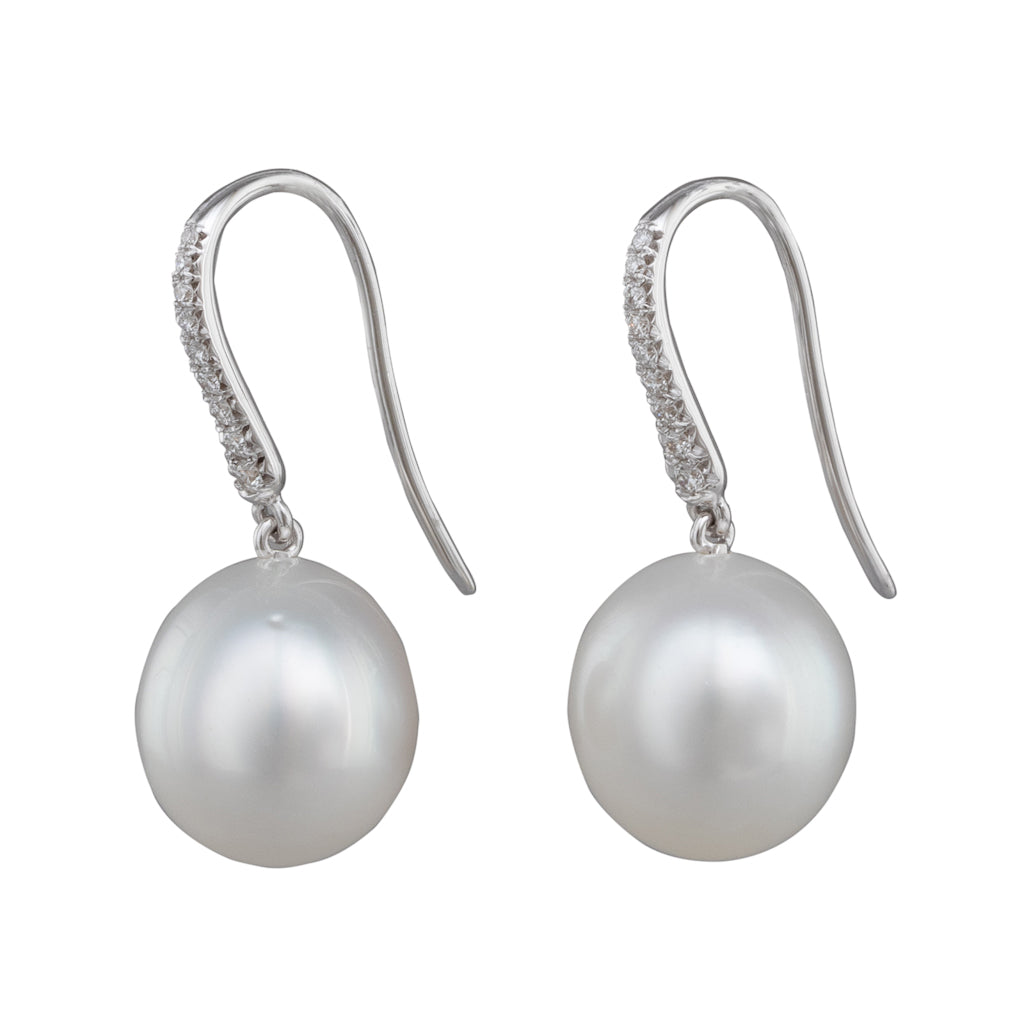 South Sea Pearl & Diamond Hooks