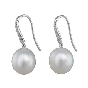 South Sea Pearl & Diamond Hooks