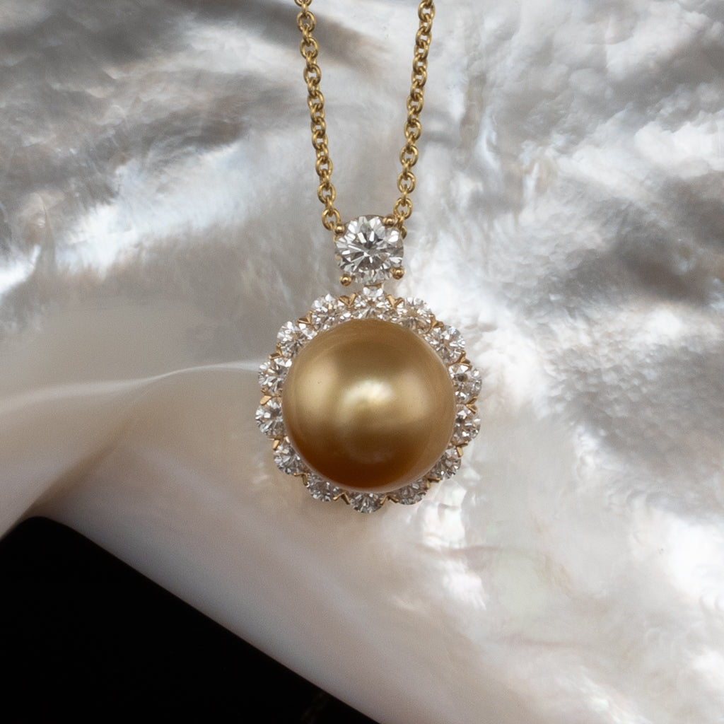 Gold South Sea & Diamond Pendant
