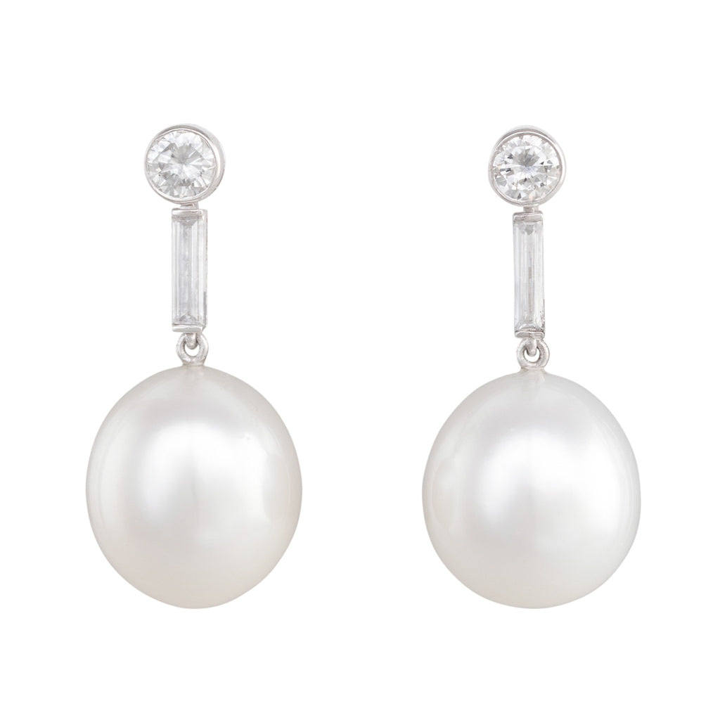 South Sea Pearl & Diamond Earrings