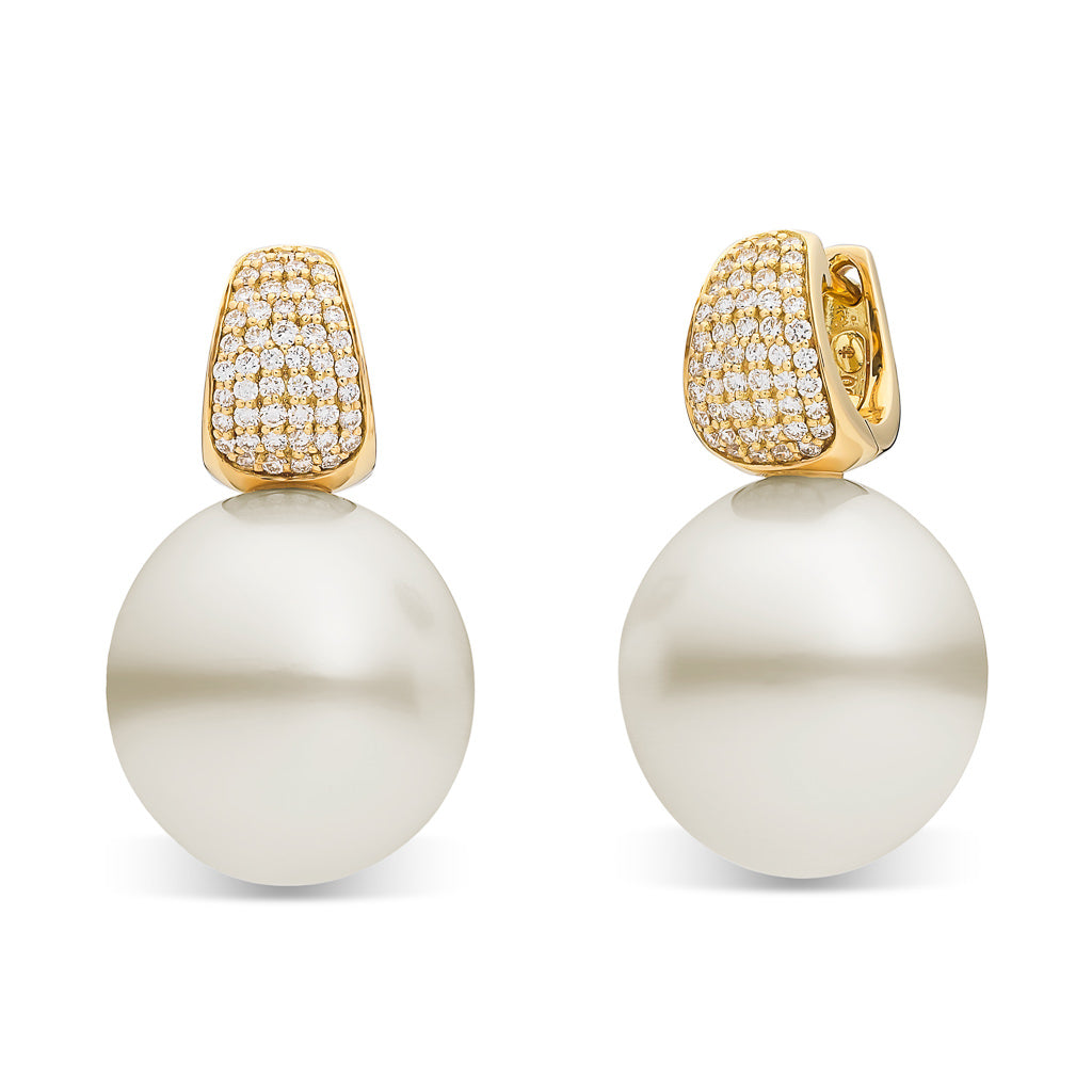 South Sea Pearl & Diamond Earrings