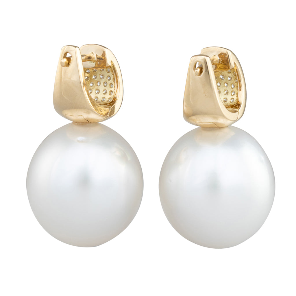 South Sea Pearl & Diamond Earrings