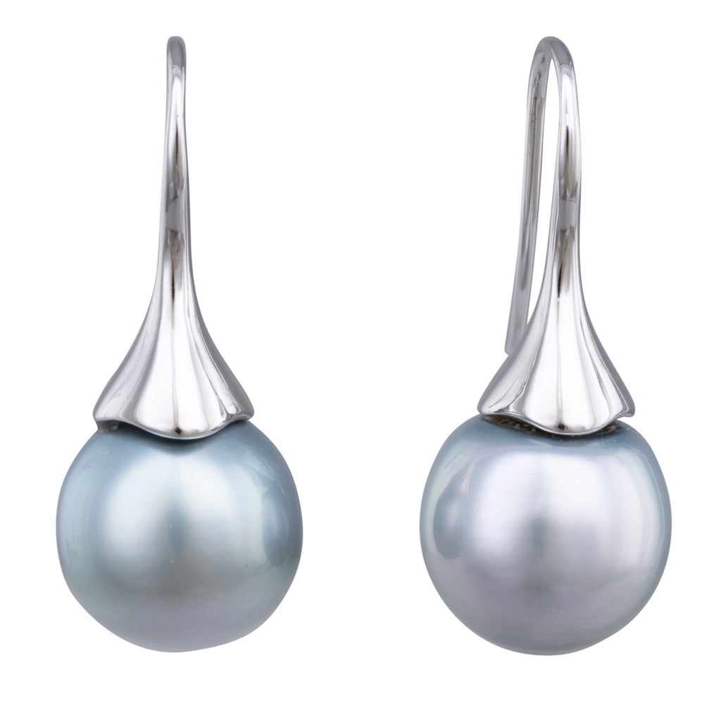 12mm Silver Tahitian Pearl Hooks - Main Image