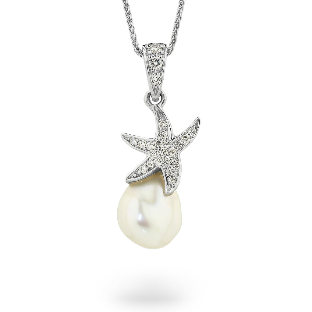 Keshi & Diamond Starfish Pendant