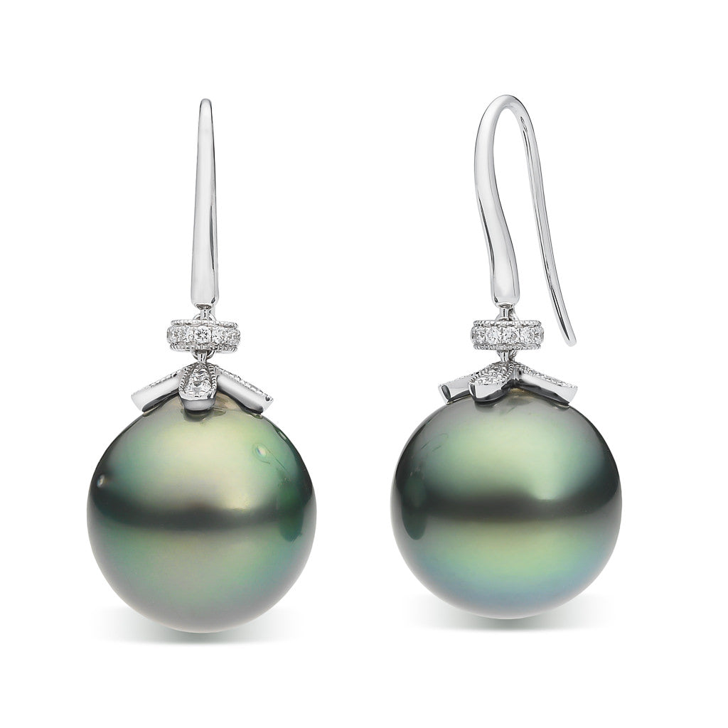 Tahitian Pearl & Diamond Hooks